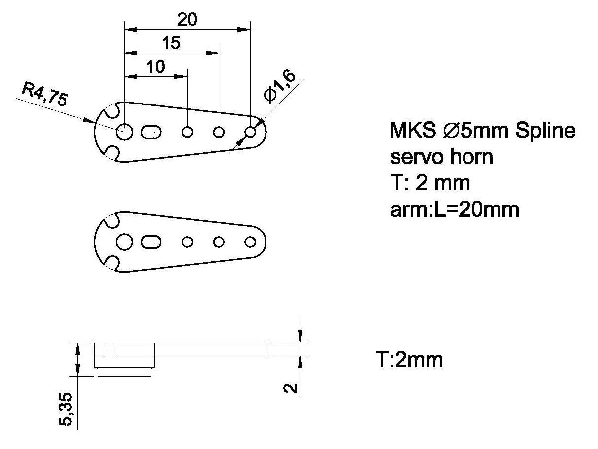 MKS Servos 20mm Carbon horn (2.0mm carbon) - Image 3