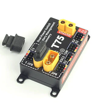 Elite T75 Electronic Dual Power Redundant Switch, Telemetry Expander w/Backup Battery Management (Jeti EX, Graupner HoTT, Futaba S.Bus2, PowerBox) - Image 2