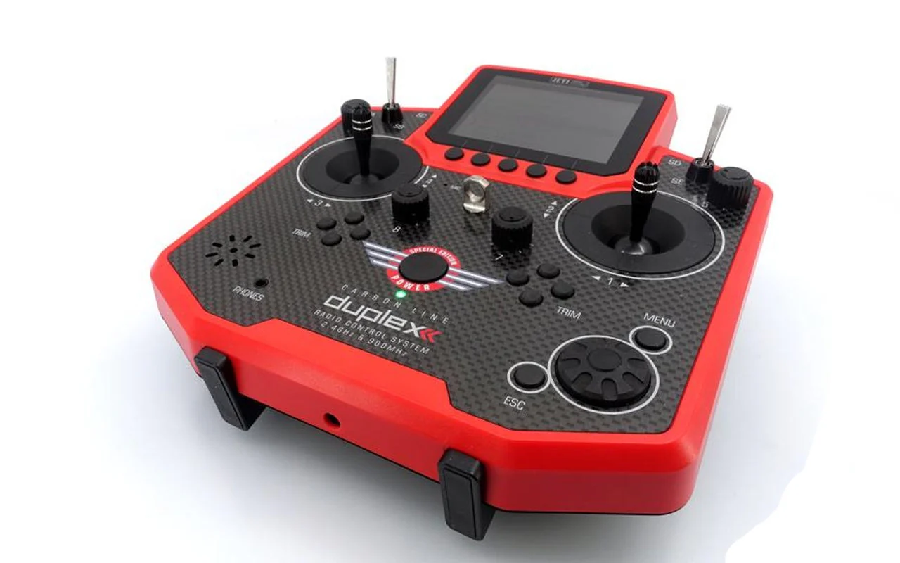 Jeti Duplex DS-12 Carbon Red Multimode Special Edition 2.4GHz/900MHz w/Rx REX R7, Aluminum Tx Case Radio System - Image 4
