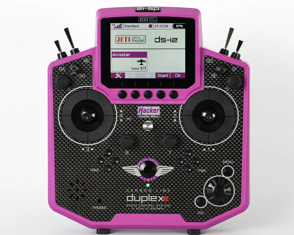 Jeti Duplex DS-12 Carbon Purple Multimode Special Edition 2.4GHz/900MHz w/Rx REX R7, Aluminum Tx Case Radio System - Image 2