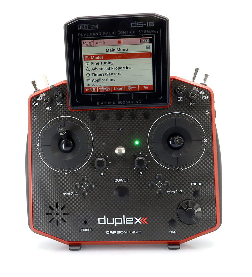 Jeti Duplex DS-16 G2 Carbon RED 2.4GHz/900MHz w/Rx R10, Aluminum Tx Case Radio System - Image 3