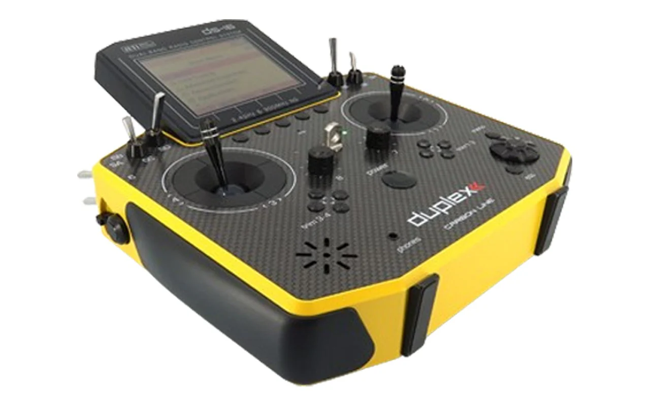 Jeti Duplex DS-16 G2 Carbon YELLOW 2.4GHz/900MHz w/Rx R10, Aluminum Tx Case Radio System