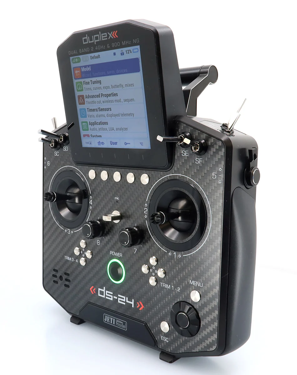 Jeti Duplex DS-24G2 2.4GHz/900MHz NG Carbon Line BLACK ANODIZED w/REX 12 ASSIST and Aluminum case - Image 11