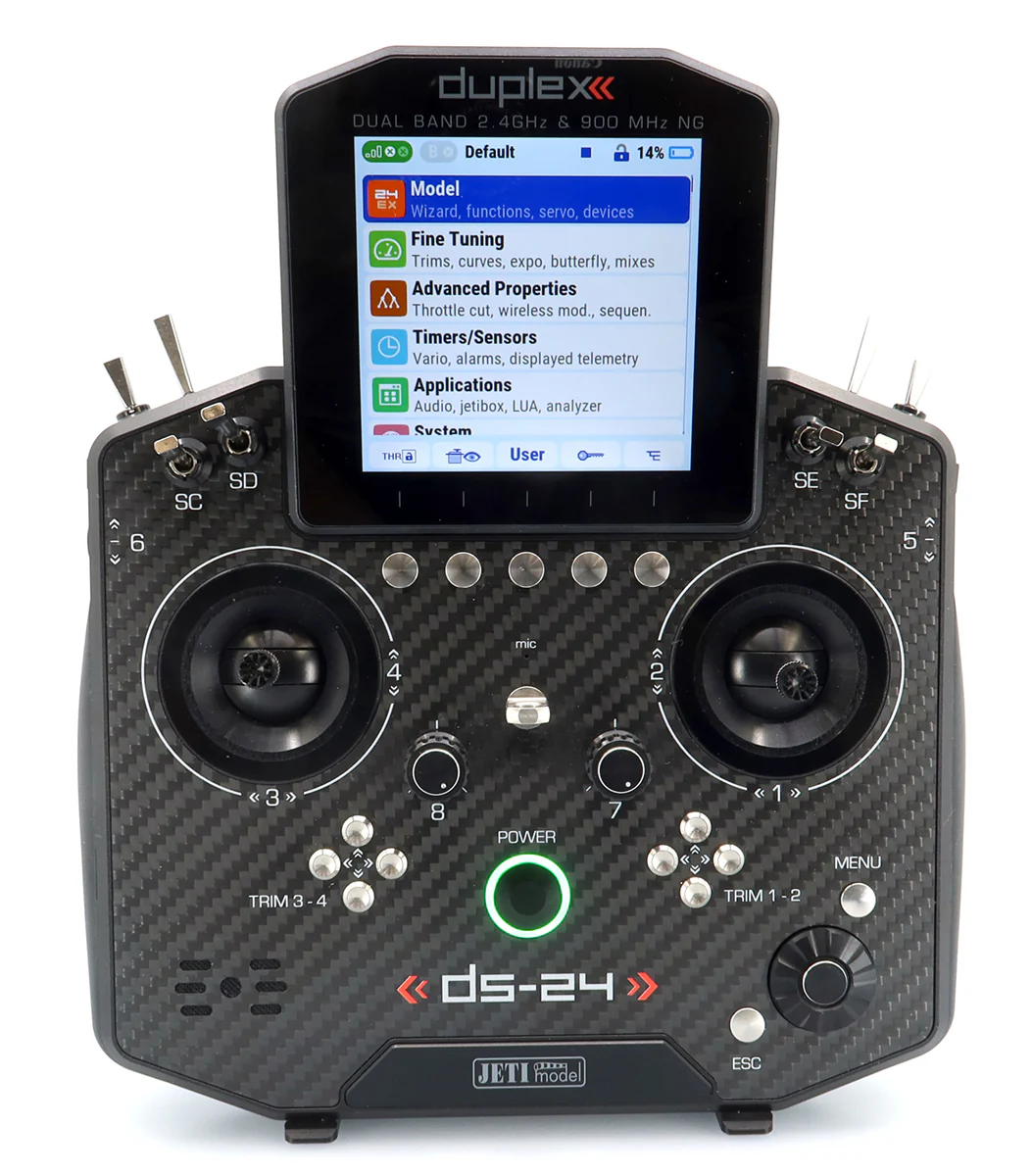 Jeti Duplex DS-24G2 2.4GHz/900MHz NG Carbon Line BLACK ANODIZED w/REX 12 ASSIST and Aluminum case - Image 6