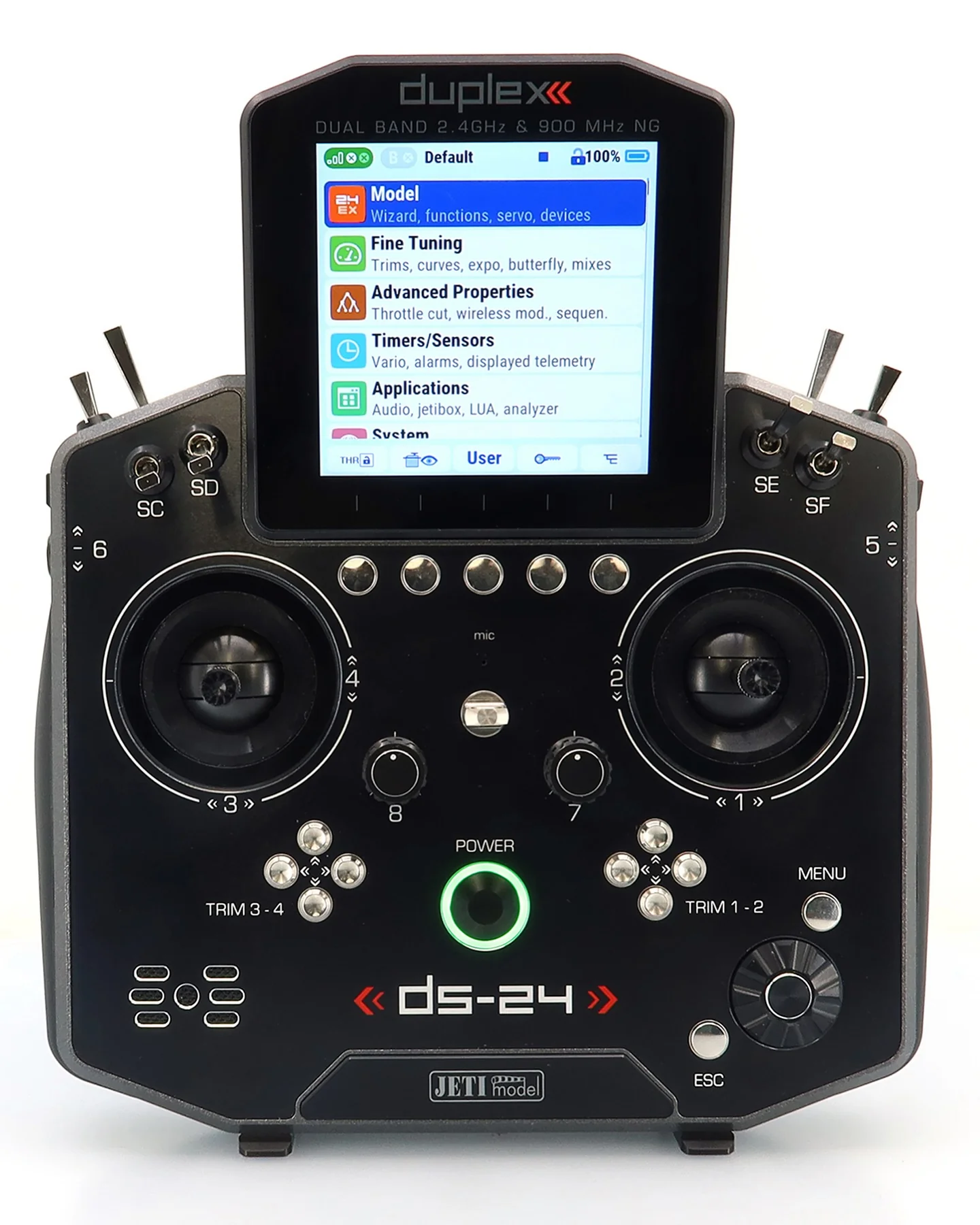Jeti Duplex DS-24G2 2.4GHz/900MHz NG Carbon Line GRAY LACQUER w/REX 12 ASSIST and Aluminum case - Image 2