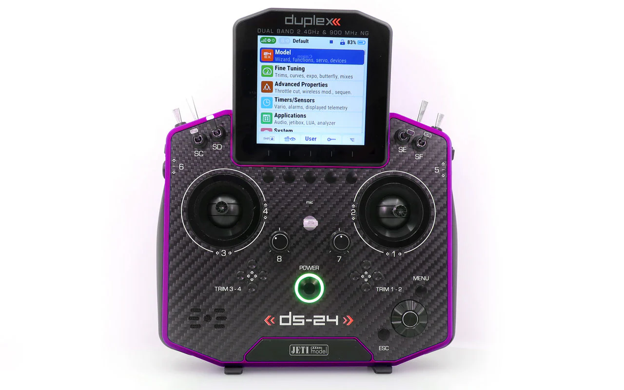 Jeti Duplex DS-24G2 2.4GHz/900MHz NG Carbon Line PURPLE ANODIZED w/REX 12 ASSIST and Aluminum case - Image 3