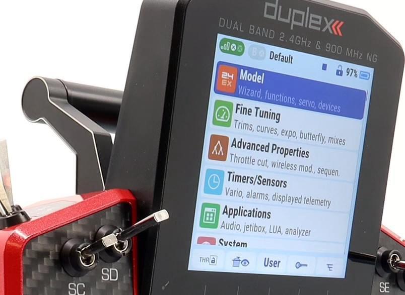 Jeti Duplex DS-24G2 2.4GHz/900MHz NG Carbon Line RUBY LACQUER w/REX 12 ASSIST and Aluminum case - Image 4