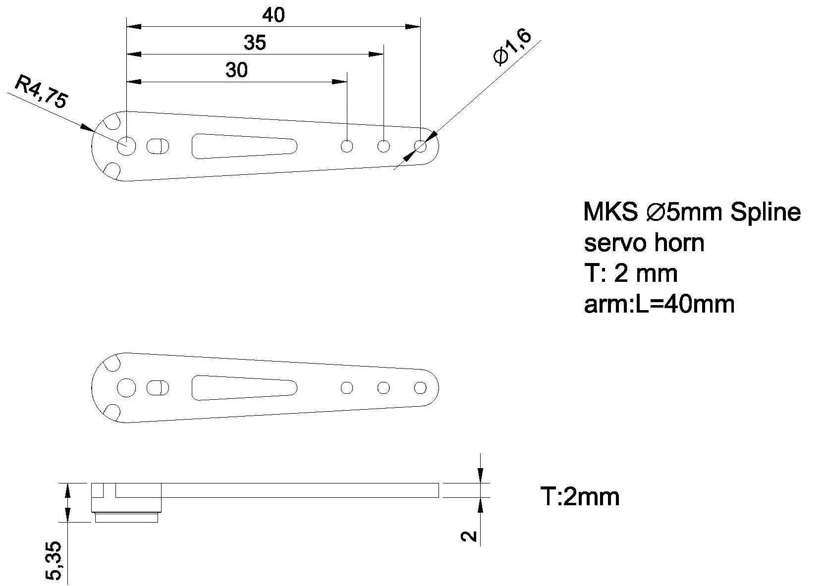 MKS Servos 40mm Carbon horn (2.0mm carbon) - Image 3